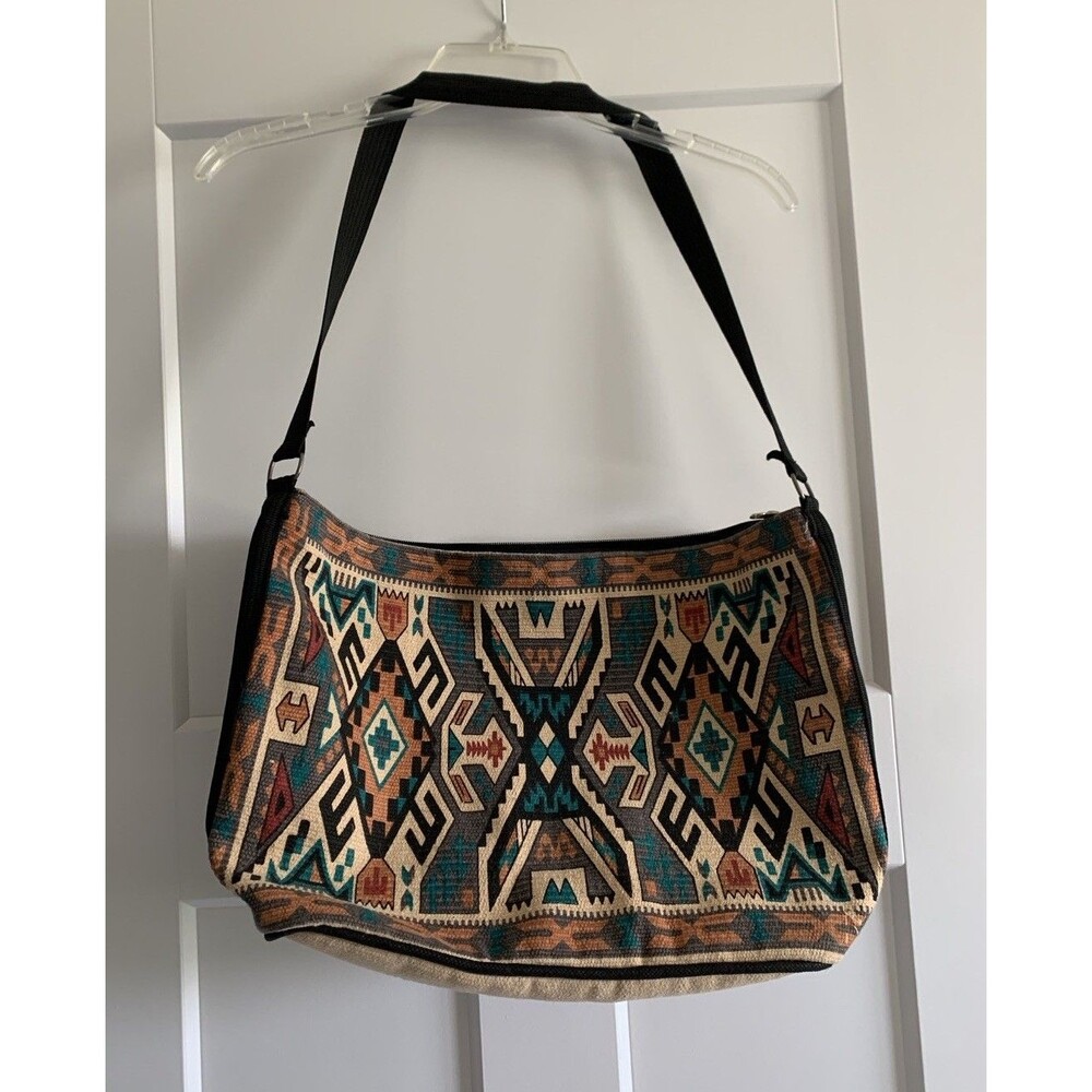 El Paso Saddle Blanket Co Southwest Aztec Boho Tribal Bag Large Tote 17x12x5